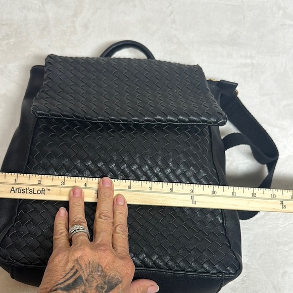Moda Luxe Black Weaved  Backpack - Picture 7 of 13